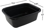 18 Quart 2 Pack Large Plastic Washing Basin, Black Rectangular Dish Pan