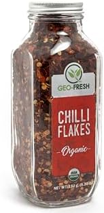 Geo-Fresh Organic Red Pepper Flakes 5.30 oz - USDA Certified, Non-GMO, Kosher, Gluten Free - Crushed Red Pepper Flake - Organic Chilli Flakes Seasoning