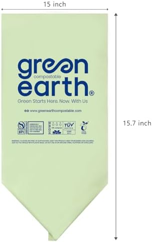 Green Earth Compostable Bags for Countertop Compost Bins, 1.2 Gallon (4.5L), Extra Thick 0.68 Mil, Leak-Proof & Odor Control, 125-Count, ASTM D6400, BPI (US) & OK Compost Home (EU) Certified