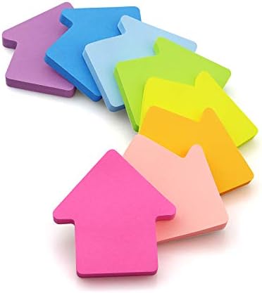 Arrow Shape Sticky Notes 8 Color Bright Colorful Sticky Pad 75 Sheets/Pad Self-Sticky Note Pads (8 Pads)