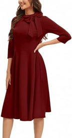 ZonJie Womens Elegant Cocktail Party A-line Flare Hem Dress with Pocket