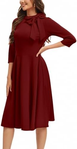 ZonJie Womens Elegant Cocktail Party A-line Flare Hem Dress with Pocket