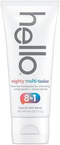 Hello Mighty Multitasker Fluoride Toothpaste, 8-in-1 Toothpaste with Minty Flavor, Anticavity, Antigingivitis, Antisensitivity, Strengthens Enamel and Whitens, 4.0 Oz Tube