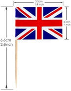 100 Pcs United Kingdom Flag British Toothpick Flags, Cocktail Picks Mini Stick Cupcake Toppers Country Picks Party Decoration Celebration Cocktail Food Bar Cake Flags