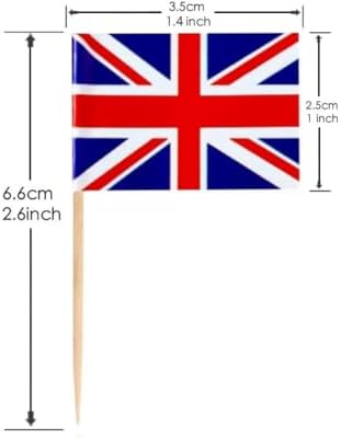 100 Pcs United Kingdom Flag British Toothpick Flags, Cocktail Picks Mini Stick Cupcake Toppers Country Picks Party Decoration Celebration Cocktail Food Bar Cake Flags