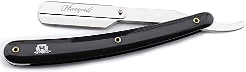 Men's Black Traditional Style Stainless Steel Straight Razor with Leather Pouch (1 Count, Reusable, Ergonomic, Portable)