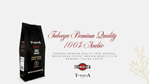 Tuberga Premium Quality 100% Arabica, Whole Bean Coffee, Medium Roast, 2.2 Ib Original Italian Coffee. (Pack of 1)