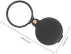 FRCOLOR Folding Magnifier 60mm High Definition Movable Handle Small Magnifying Glass for Elderly Reading with Pu Protective Case Household Convenient Magnifier for Visual Aid