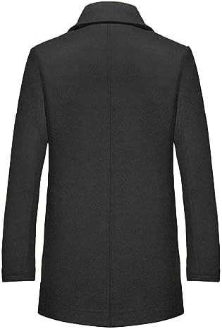 INVACHI Mens Wool Blend Coat Winter Trench Coat with Detachable Soft Scarf Single Breasted Overcoat