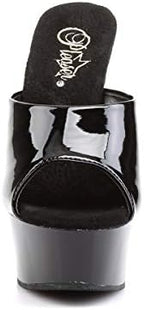 Pleaser Women's Delight-601 Platform Slide,Black Pat/Black,7 M US