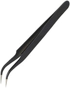 AKOAK The Best Precision Anti-Static Stainless Steel Professional Slim Tip-point and Curved Point Tweezers for Eyelash Extension,Nail Art,Electronics and Jewelry Making,Pack of 2