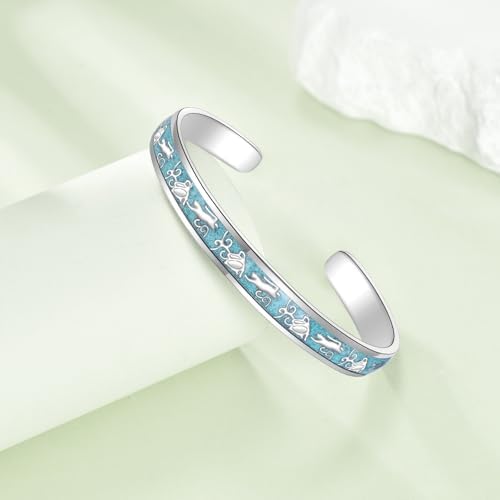 ONEFINITY Bracelets for Women 18k White Gold Plated Turquoise Bangle Cuff Bracelets Turquoise Jewelry Gift for Women