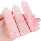 ZHIYUXI 3.7-4" Rose Quartz Crystals Pink Crystals Wand Cuarzo Rosa Crystal Rose Hexagonal Pointed Healing Crystals Tower Stone 1 Pc Reiki Energy Balancing Meditation Therapy Gemstones Decoration Gifts