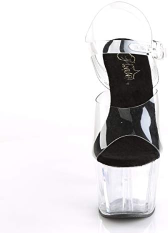 Pleaser Women's ADORE-708 Sandal, clr-blk/clr, 12 M US