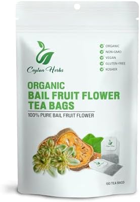 Bael Fruit Flower Tea Bags - 100% Pure, Organic, Wild-Crafted Herbal Tea for a Refreshing, Fruity Brew