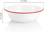 Elsjoy 2 Pack 3 Quart Large Enamel Bowl, 11 Inch Vintage Enamel Mixing Bowl, Kitchen Enamelware for Fruit, Salad, Pasta