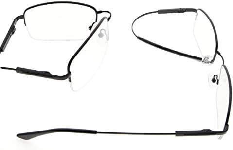 Eyekepper Computer Reading Glasses-Better Sleep Readers-97% Blue Light Blocking-Memory Titanium Half-Rim Men, Dark Orange Tinted Lens(Black, 1.25)