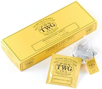 TWG Tea | French Earl Grey | Black Tea | Citrus Fruits & Blue Cornflowers | 15 Hand Sewn Cotton Tea Bags | Gift Set