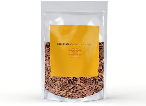 Unpretentious Whole Bird's Eye Chiles, 1lb, Thai Chiles, 50,000-100,000 SHU, Southeast Asian Cuisine