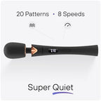 bed geek Cordless Wand Massager – Super Powerful Handheld Massage with 20 Speeds & 8 Patterns, Soft Silicone Head, Quiet Motor, LED Display, Body-Safe & Waterproof Black & Rose Gold