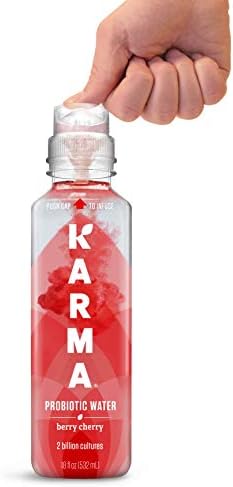 Karma Probiotic Water - 12 Pack, Berry Cherry Drink - Immune & Gut Health Support