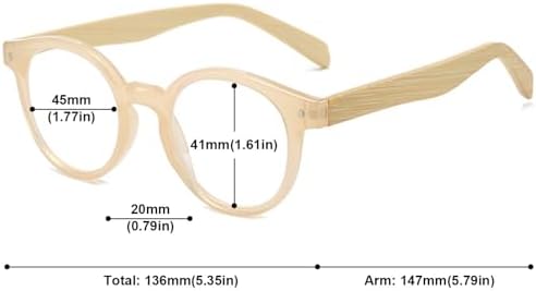 Wood Reading Glasses Round Wood Look Readers Men Women Bamboo Temples Retro Oval Eyeglasses for Reading
