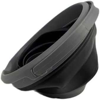 SAMMART Collapsible Plastic Bucket - Foldable Round Tub with Handle - Pop Up Saving (Grey/Black, 5.5L)