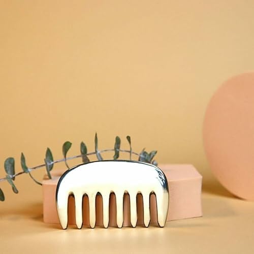 Livronic® Bronze Kansa Gua Sha Massage Tool - Travel Size kansa Comb -Tendon Massage Scraping Tool Muscle Pain Relief, Myofascial Stress Release and Breaking up Scar Tissue (2 in 1 Comb)