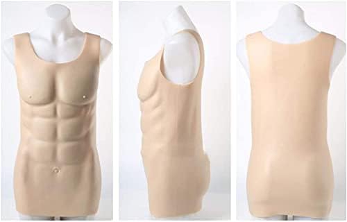 Fake Muscle Vest,Realistic Fake Chest Muscles,Silicone Fake Chest Muscle Vest - Silicone Muscle Suit for Men's Cosplay Masquerade Costume-Yellow||Small Size
