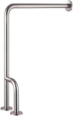 Shower Handicap Grab Bars for Bathroom Wall, Curved Stainless Steel Toilet Grab Bar Toilet with Legs,Wall Mounted Floor-Standing Safety Handrail, Support Handle for Seniors Disabled, 55×70cm Right