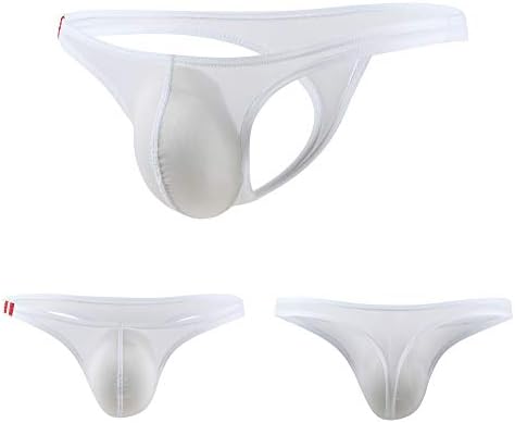 Mens Sexy T-Back Thongs Low Rise Underwear Bulge Pouch Ice Silk Briefs