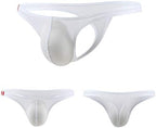 Mens Sexy T-Back Thongs Low Rise Underwear Bulge Pouch Ice Silk Briefs