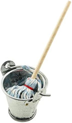 Mini Cleaning SetFloor Mop with Galvanized Bucket TAODAN 1Set Miniature 1:12 Scale Fairy Garden Furniture Retro Vintage Mop with Bucket Dollhouse Miniature Doll Furniture Accessories Gifts