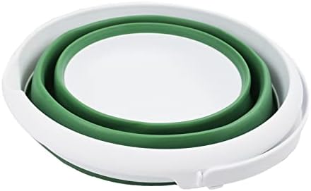 SAMMART 8.5L (2.2 Gallon) Collapsible Plastic Bucket - Foldable Round Tub - Portable Fishing Water Pail - Space Saving Outdoor Waterpot. Size 31cm Dia (White/Dark Sea Green)