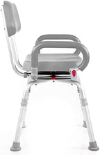 Platinum Health Revolution Pivoting Shower Chair for Bathtub, Adjustable Swivel Seat with Padded Back and Arms, Adjustable Space Saving Design for Tubs, Shower, for Elderly, Handicap & Seniors, Gray
