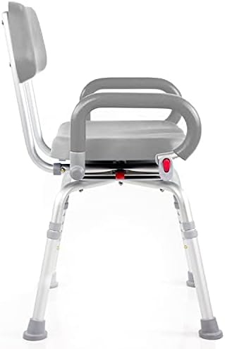 Platinum Health Revolution Pivoting Shower Chair for Bathtub, Adjustable Swivel Seat with Padded Back and Arms, Adjustable Space Saving Design for Tubs, Shower, for Elderly, Handicap & Seniors, Gray