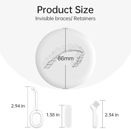 Retainer Case, Slim Aligner Case Compatible with Invisalign, Cute Retainer Box with Silicone Pad, White