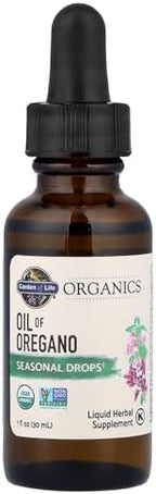Garden of Life Organics Oil of Oregano Seasonal Drops 1fl oz (30 mL) Liquid, Concentrated Plant Based Immune Support - Alcohol-Free, Organic, Non-GMO, Vegan & Gluten Free Herbal Supplements