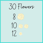 30 Ivory Icing Flowers by Simply Sucré | Small White Flowers | Ivory Edible Roses | Wedding Favors | Simply Sucre (30 Count)