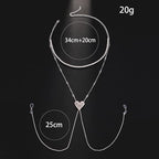 Heart Nipple Clamps with Chain Necklace Choker Non Piercing Fake Nipple Rings Silver Bra Body Chain Jewelry for Women