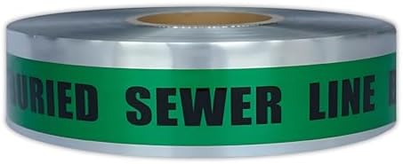 ACE Supply Detectable Underground Sewer Line Tape - Detectable Underground Tape - 2 Inch x 1000 Ft Length, 5 Mil - Buried Sewer Line Locator & Utility Marker