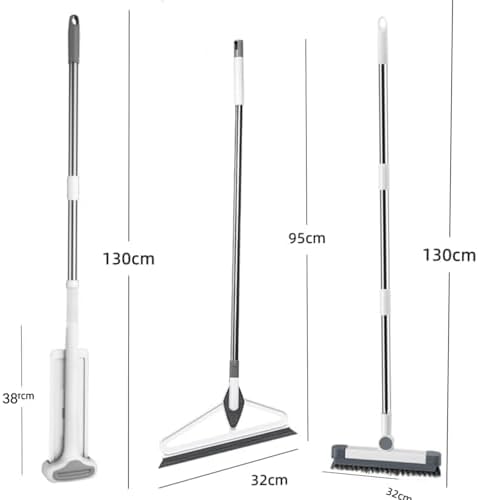 Large Flat Mop and Scalable Bucket with Wheels，360° Rotating Microfiber Dust Mop，with Dewatering Scraper， (1 Mop+6 Microfiber Pads+1 Bucket+1 Floor Brush+1 Glass Wiper)