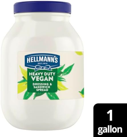 Hellmann's Heavy Duty Vegan Mayonnaise Jar, Creamy Plant Based Mayo, Condiment for Salads and Sandwiches, Egg Free, 1 gallon, 128 oz, Pack of 2