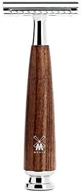 MÜHLE RYTMO Steamed Ash 4-piece Black Fiber Safety Razor (Closed Comb) Shaving Set For Men - Perfect for Every Day Use, Barbershop Quality Close Smooth Shave