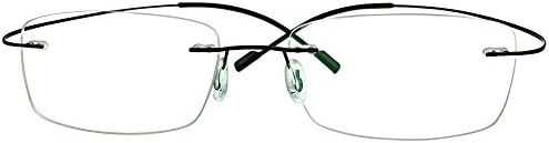 Stylish Rimless Computer Reading Glasses Black Gold Metallic Readers