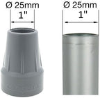 Coopers Heavy Duty Latex-Free Rubber Cane Crutch Tips Ferrules 1" (25mm) - Pack of 2