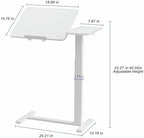Ywin Medical Adjustable Tilt Overbed Bedside Table with Wheels, Swivel Portable Tray Table (27.6" W x 15.8" D), Small Standing Desk for Bedroom, Hospital, Couch, Office Use, White