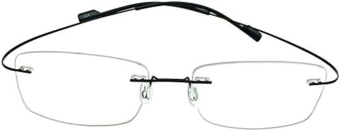 Stylish Rimless Computer Reading Glasses Black Gold Metallic Readers