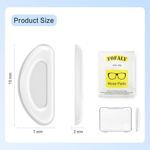 Eyeglass Nose Pads, Anti Slip Nose Pads for Glasses, Soft Comfortable Silicone Cushions for Sunglasses, Reduce Pressure and Prevent Slipping for Glasses (5 Clear Pairs)