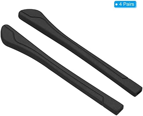 PATIKIL Glasses End Tips, 4 Pairs Eyeglass Anti Slip Ear Sock Pieces Tube Sleeve Silicone Replacement Temple for Rectangle Thin Metal Eyeglass Temple, Black-12
